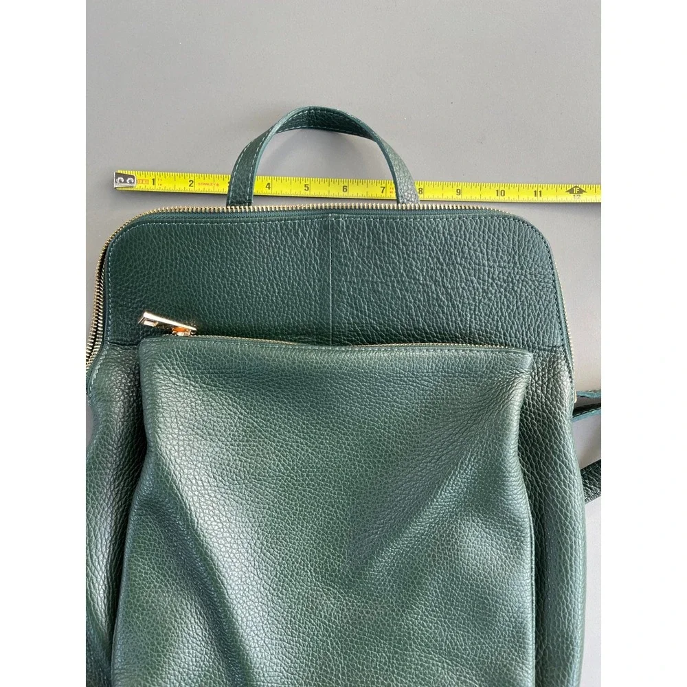 Borse in Pelle Dark Green Pebbled Leather Two Way Backpack Made in Italy